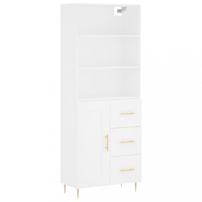 Dulap inalt, alb, 69,5x34x180 cm, lemn compozit foto