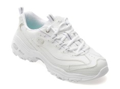 Pantofi sport SKECHERS albi, D LITES, din piele ecologica