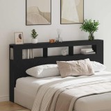 VidaXL Tăblie pat cu depozitare/LED-uri stejar negru 200x18,5x103,5 cm