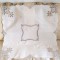 Fata de masa Vintage din bumbac cu broderie manuala florala, broderie cu panglici si inserii croset- BEJ