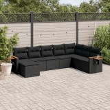Cumpara ieftin Set mobilier de grădină cu perne, 8 piese, negru, poliratan