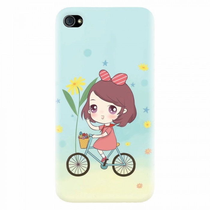 Husa silicon pentru Apple Iphone 4 / 4S, Girl And Bike