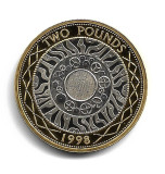 1998 2 Pounds Coin- ARGINT PROOF, Europa