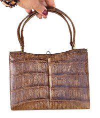 POȘETĂ DE MANA ELEGANTA VINTAGE DIN PIELE NATURALA DE CROCODIL, ANII &#039;50 -&#039; 60