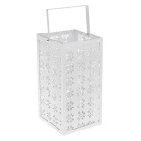 Felinar decorativ cu maner,model flori perforate,metal,13x13x26 cm