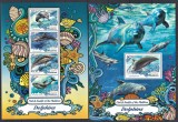 Maldives 2016 - Fauna Marina - DELFINI - BL + KB - MNH, Nestampilat