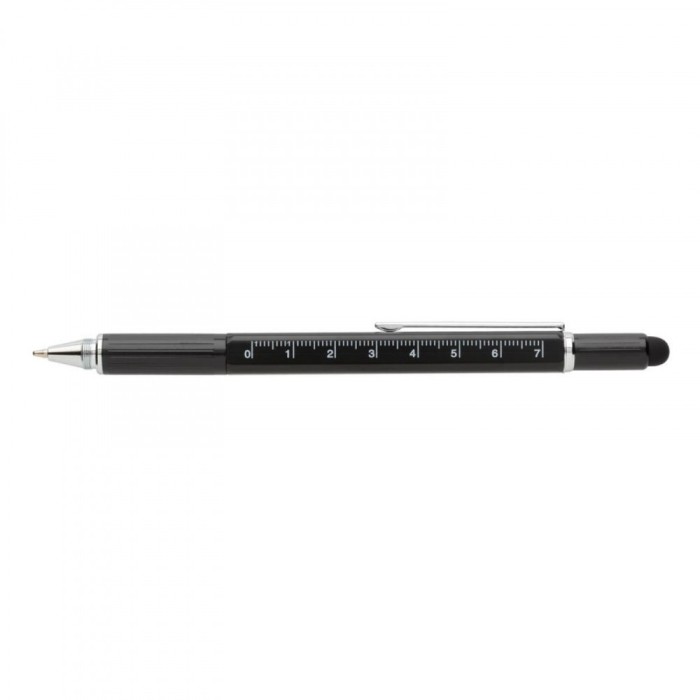 Pix multifunctional, Ronic, rigla 7 cm, 2 capete surubelnita, touchscreen, functie poloboc, negru