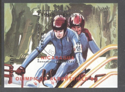 Nicaragua 1989 Olympic Winter Games perf. sheet Mi.B185 used TA.098 foto