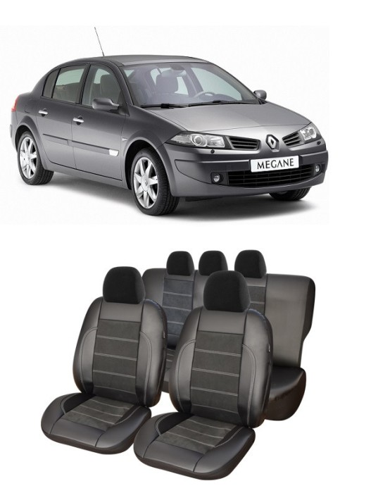 Set huse scaune piele Alcantara Renault MEGANE II 2004-2009 Premium (Bancheta fractionata)