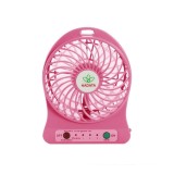 Ventilator LED portabil, cu baterie 18650 si cablu de incarcare-Culoare Roz deschis