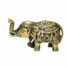 Elefant din bronz cu trompa in sus &#8211; 11.5cm