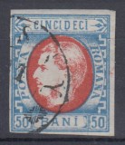 ROMANIA 1869 LP 29 b REGELE CAROL I CU FAVORITI VALOAREA 50 BANI STAMPILAT