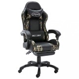 VidaXL Scaun de jocuri cu taburet, negru și camuflaj, piele ecologică