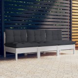 Canapea gradina 3 locuri Gossi, lemn pin masiv, perne antracit, modulara, exterior, terasa,relaxare