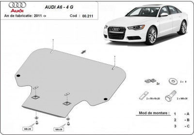 Scut metalic pentru cutia de viteze Audi A6 C7 2011-2018 foto