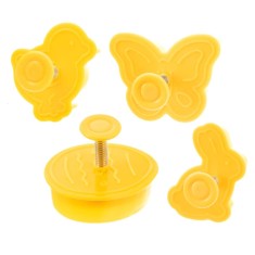 Set 4 decupatoare cu arc pentru biscuiti, galben, plastic, metal foto