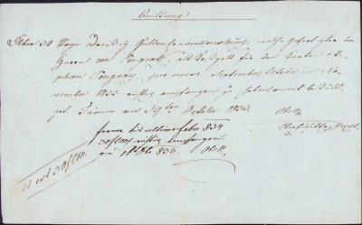 HST A356 Chitanță olografă 1833 limba germană foto