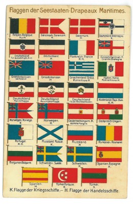 1258 - MARITIME Flags, Romania, Russia, Bulgaria, Turkey, Spain, Italy - old PC foto