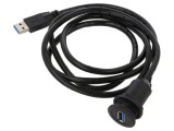 Soclu USB 3.0 A/A, negru, buton rotund, 1,5m - SCHLEGEL