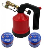 Set Lampa Gaz cu Aprindere Automata Pentru lipit si Prelucrat + 2 Butelii cu Gaz