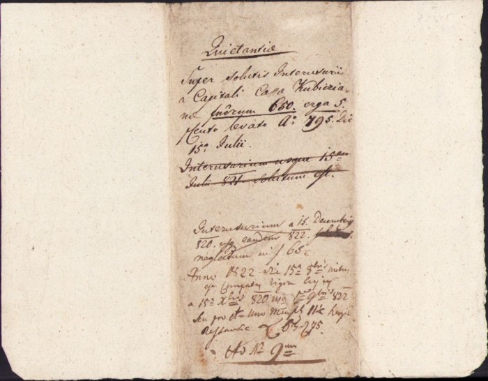 A309 Chitanță olografă, 1795, &icirc;n limba latină