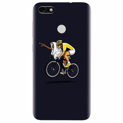 Husa silicon pentru Huawei Y6 Pro 2017, ET Riding Bike Funny Illustration foto