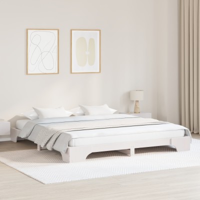 vidaXL Cadru de Pat Alb Lemn 200 x 200 cm Rezistent Cadru de Pat Alb foto