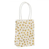 Punga Cadou H&acirc;rtie Alb/Auriu Triunghiuri 11x6x14cm Elegantă, Ocazie Universală