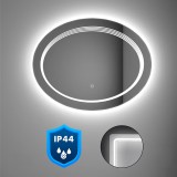 Oglinda de baie ovala Leziter Ria 80 cu iluminare LED, senzor tactil, 80x60 cm