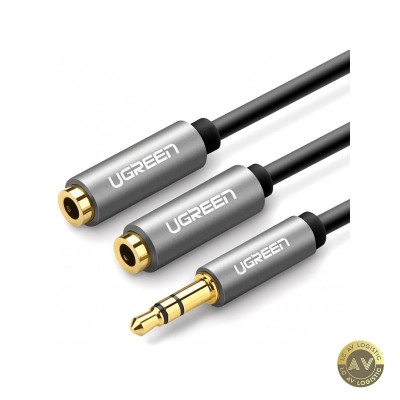 Adaptor Audio Splitter 3.5mm - 2 x 3.5mm UGREEN AV123 2in1 0.2m Gri foto