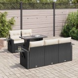 Gossi set mobilier de gradina cu perne, 6 piese, negru, poliratan