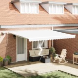 vidaXL Marchiză Manuală Retractabilă cu LED Alb 450x350 cm