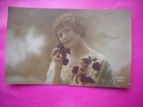 HOPCT 12172 ANUL 1918 -FELICITARE VECHE -FEMEI FRUMOASE -FRANTA -EUROPA - -ROMANTICA- -CIRCULATA
