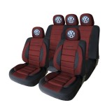 Set Huse Scaune Universale Premium Carguard Personalizate cu Volkswagen &ndash; Negru/Visiniu