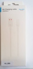 Cablu de date si incarcare SuperCharge USB la microusb 2.0, 6A, max 66W, 1m, Alb foto