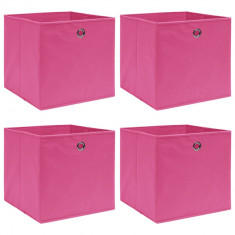 Cutii de depozitare, 4 buc., roz, 32x32x32 cm, textil GartenMobel Dekor