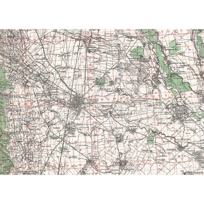 Harta Focsani si imprej., British Army, 1943, 50x70cm, repro