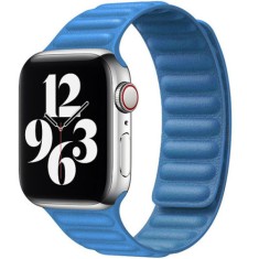 Curea iUni compatibila cu Apple Watch Ultra/SE/8/7/6/5/4/3/2/1, 42mm, Leather Link, Blue