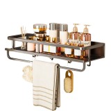 Organizator de perete cu suport prosop, 40 cm, din otel inoxidabil, rezistent la apa si rugina, instalare prin gaurire sau sistem aderent