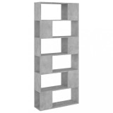 Biblioteca/Separator camera, gri beton, 80x24x186 cm, PAL