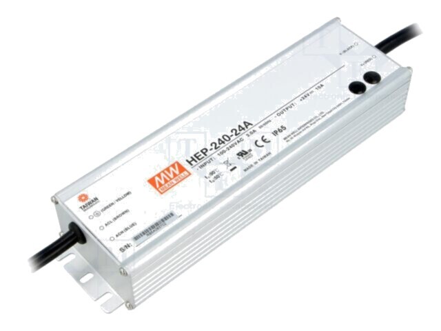 Alimentator modular MEAN WELL HEP-240-24A 240W 24VDC pentru &icirc;ncastrare pulsatoriu