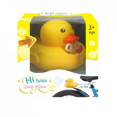 Jucarie masina de facut baloane de sapun Yellow Duck care o poti lega la bicicleta foto