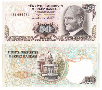 Turcia 50 Lire 1970-76 P-188 UNC foto