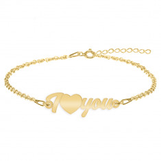 I Love You - Bratara personalizata argint 925 placat cu aur galben 24K