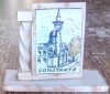 Microvedere Constanta, RPR 1955, Bibelou Plastic, Miniatura oras, Decoratiune vintage, 41x19x32.5 mm
