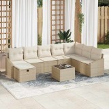 Cumpara ieftin Set de canapele pentru grădină cu pernă 9 pcs Bej Rattan poli