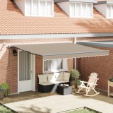 Marchiza retractabilă automată vidaXL cu LED Bej 400x350 cm