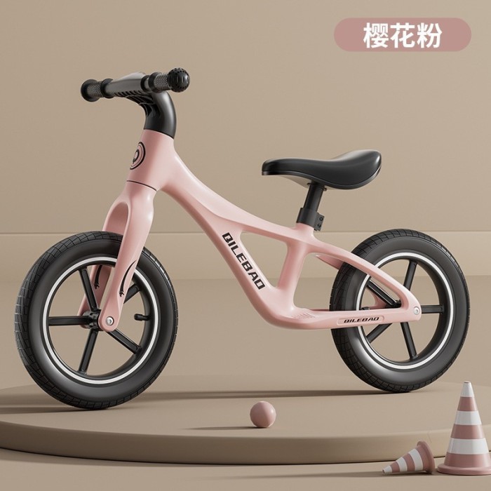 Children&#039;s balance bike without pedals 2 in 1 sliding scooter - Color: Sakura Pink 14 inches