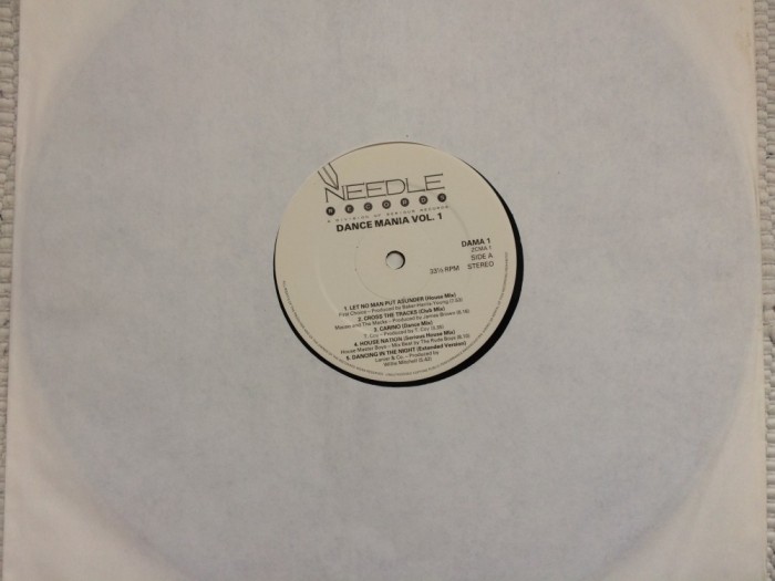 Dance Mania Vol. 1 various 1987 disc vinyl lp selectii muzica house disco funk electro needle records UK generic VG+