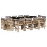 Set mobilier gradina cu perne, 13 piese, bej combinat poliratan